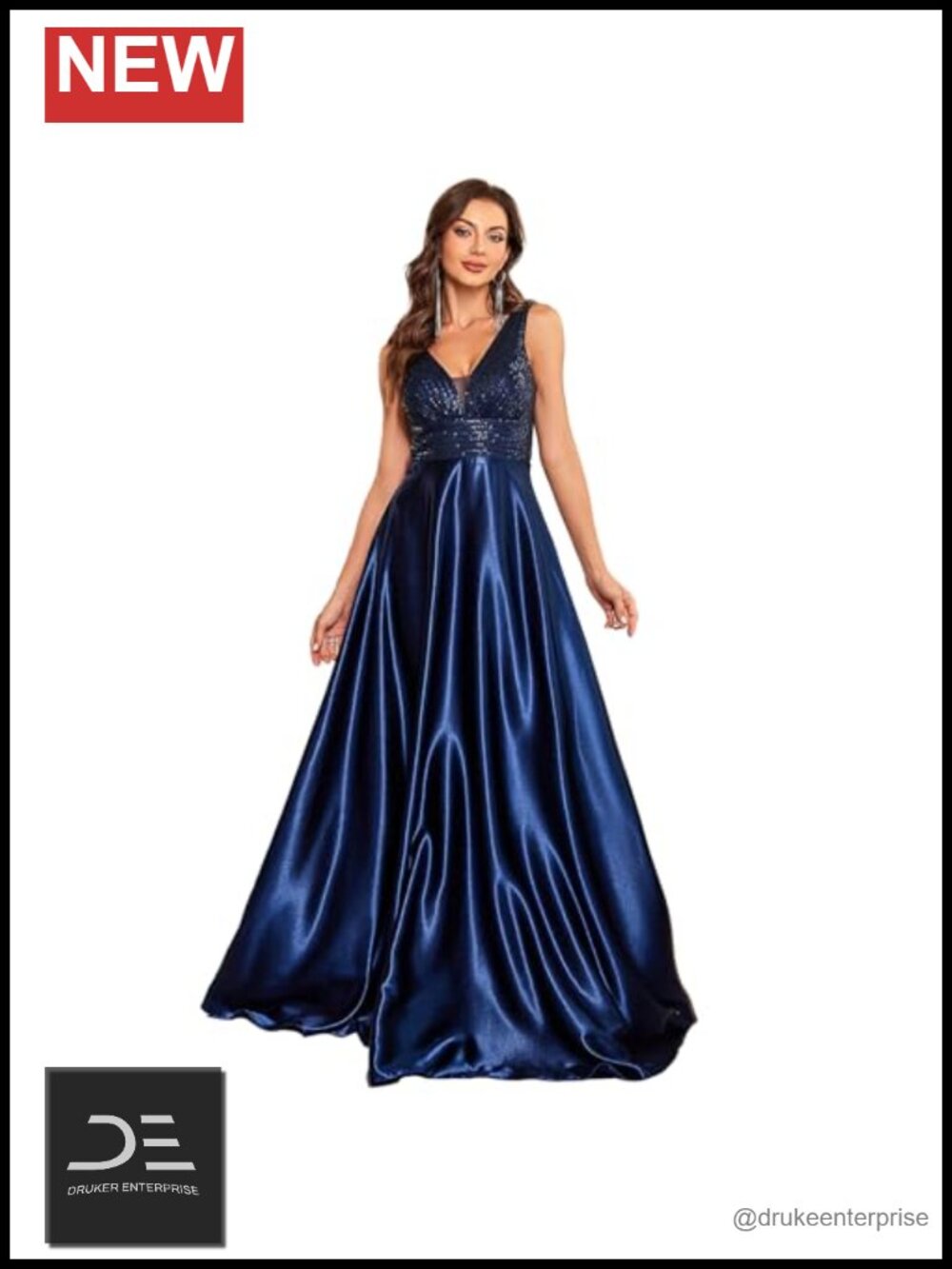 A-Line Backless Maxi Dress Embroidered Sequin V-Neck Ball Gown Party